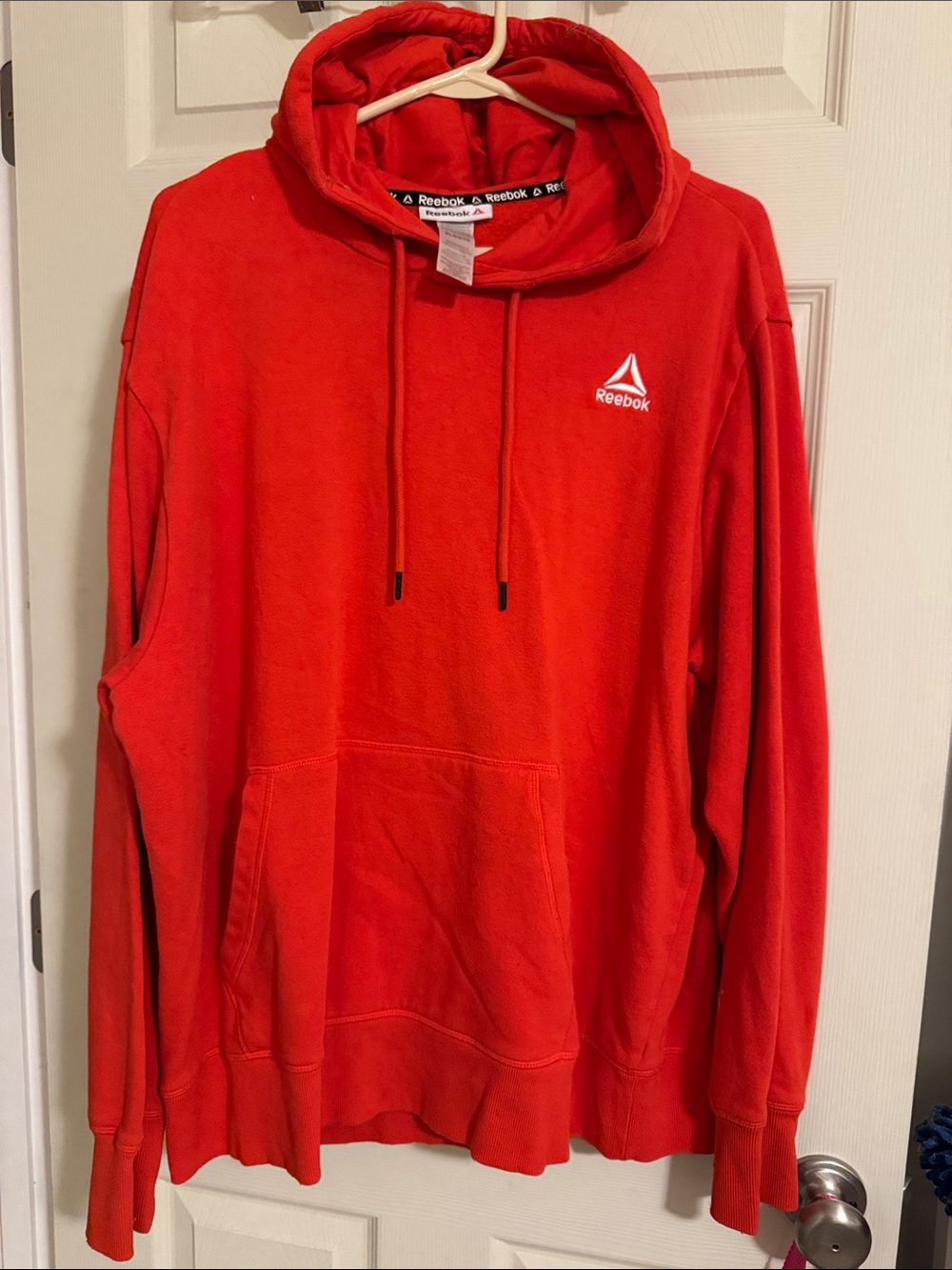Reebok Men’s Bright Red Hooded Pullover Sweatshirt